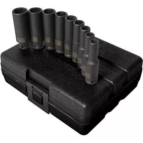1/4" Drive Metric 6 Point Deep 9-Piece Impact Socket Set
