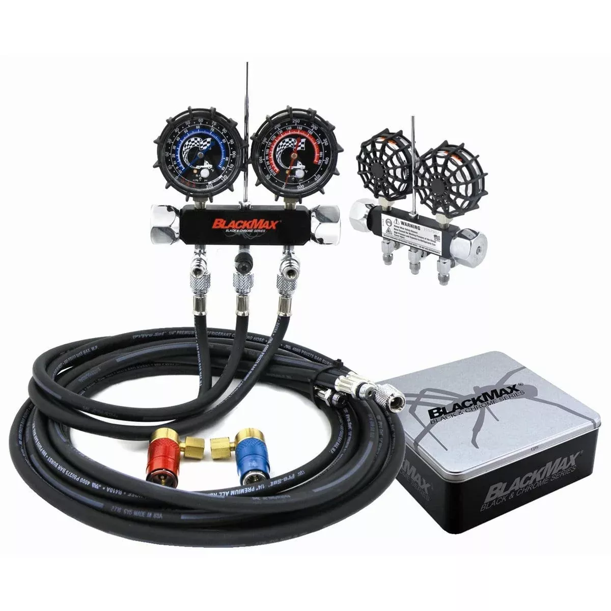 CPS Products MAID8QZ BlackmaxChrome Manifold Set In A Collectors Tin