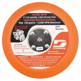 Dynabrade 6" Replacement Velcro Non-Vacuum Disc Pad, Hook-Face, Short Nap (Soft)