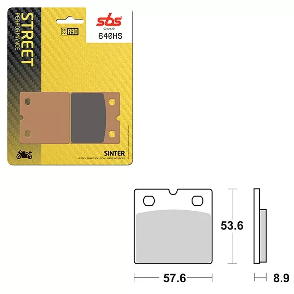 SBS PREFORMANCE SINTER BRAKE PAD 640HS (6250640108)