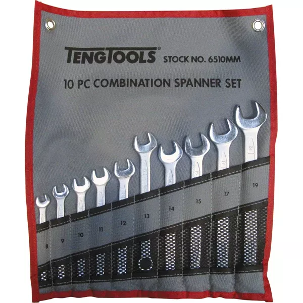 Teng 10Pc Combination Metric Spanner Set W/Wallet 8-19mm