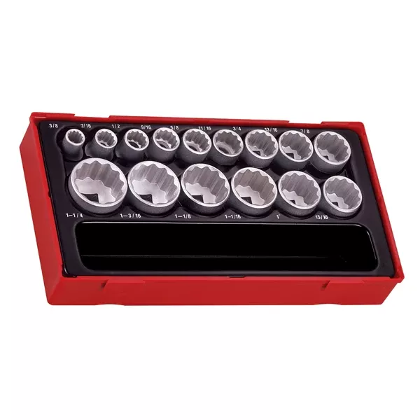Teng 15Pc 1/2in Dr. Af Socket Set - Tc-Tray