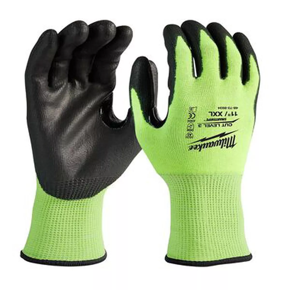 XX-Large High Visibility Level 3 Cut Resistant Polyurethane Dipped Work Gloves
